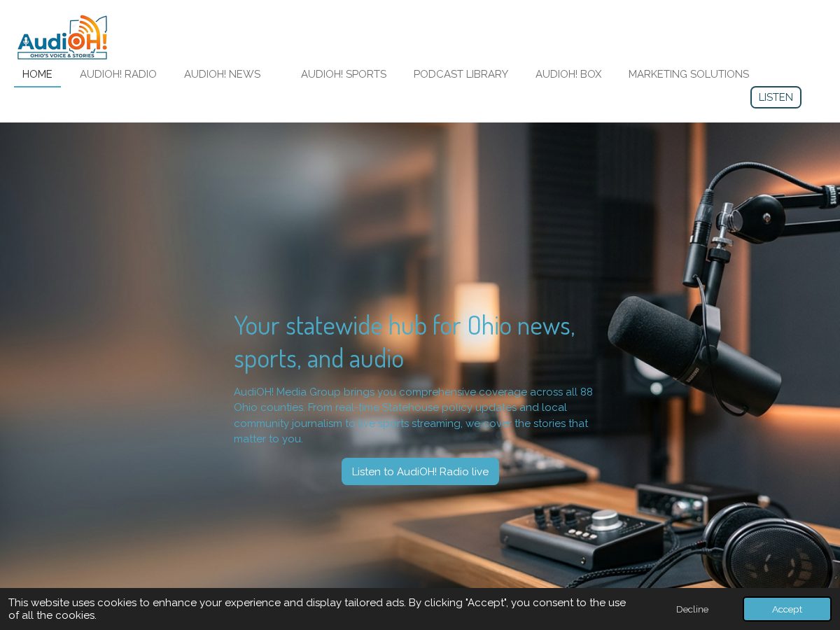 Landing-page snapshot of audiohmedia.com