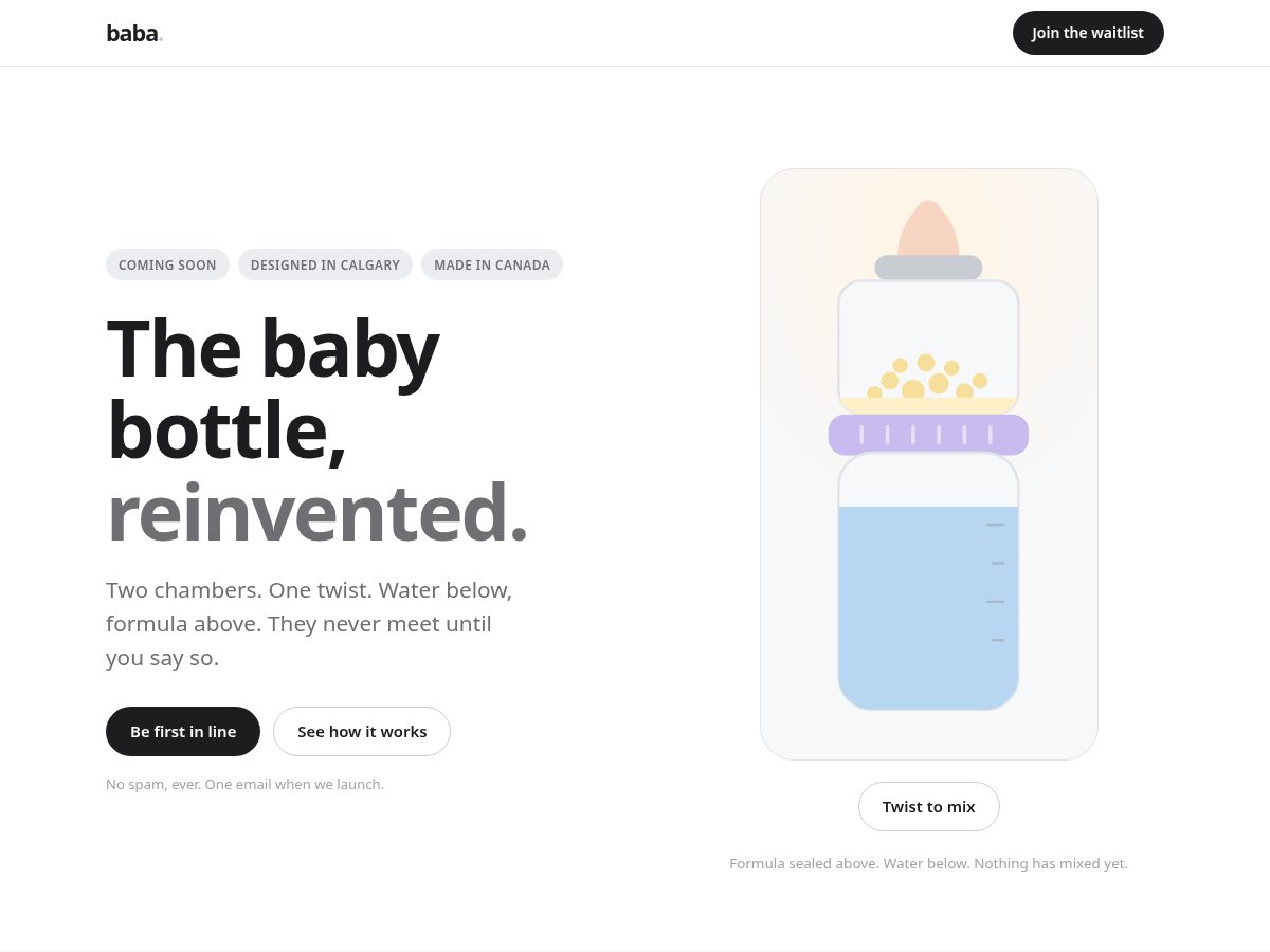 Landing-page snapshot of bababottles.com