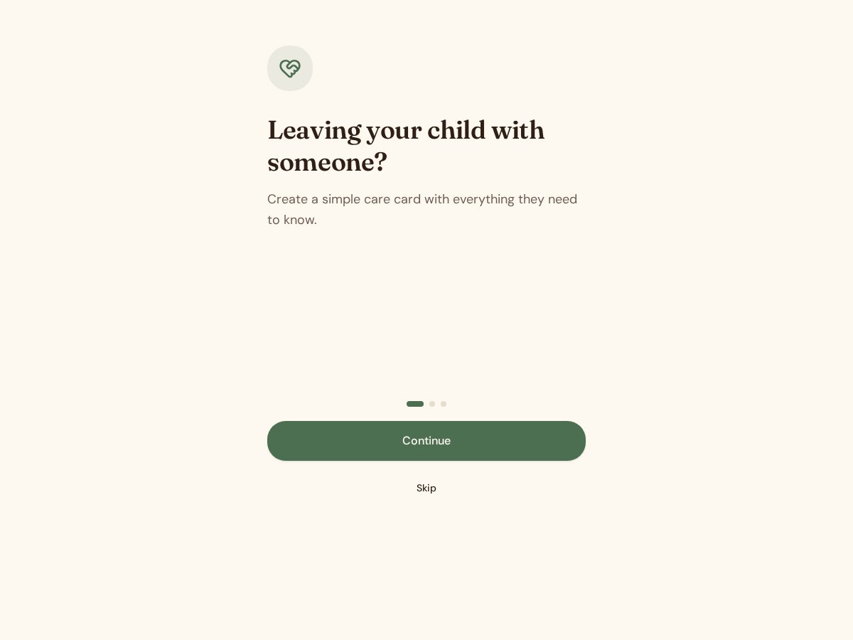 Landing-page snapshot of babycarecards.com