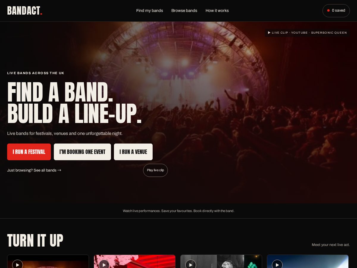 Landing-page snapshot of bandact.com