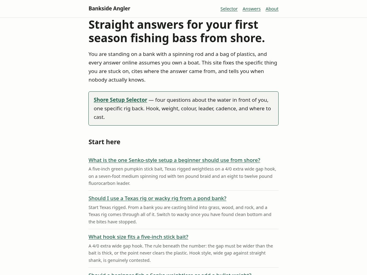 Landing-page snapshot of banksideangler.com