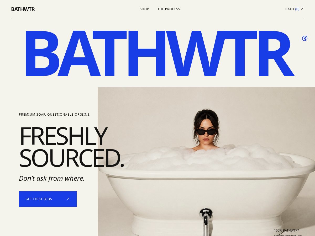 Landing-page snapshot of bathwtr.com