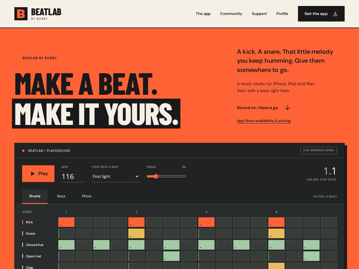 Landing-page snapshot of beatlab.party