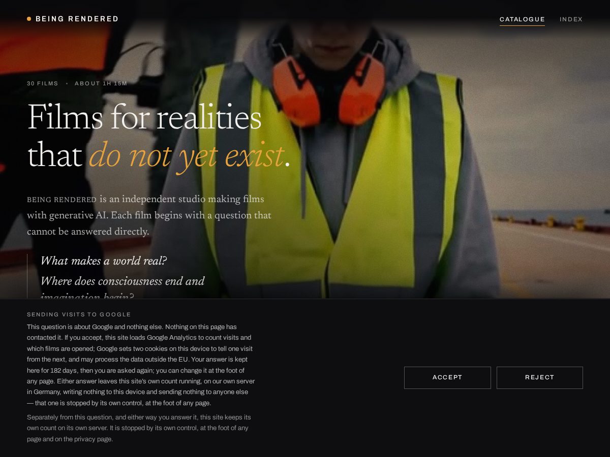 Landing-page snapshot of beingrendered.com