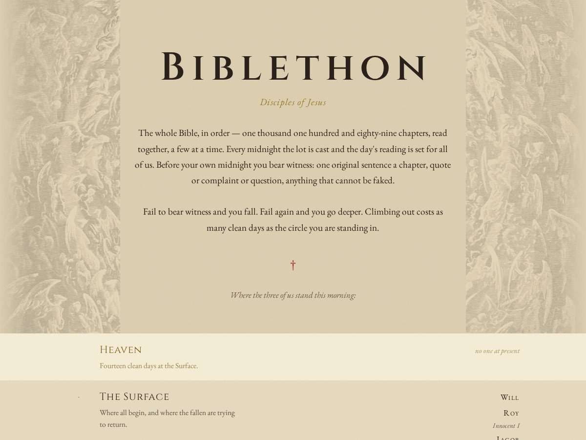 Landing-page snapshot of biblethon.com