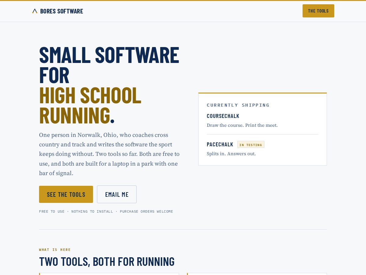 Landing-page snapshot of boressoftware.com