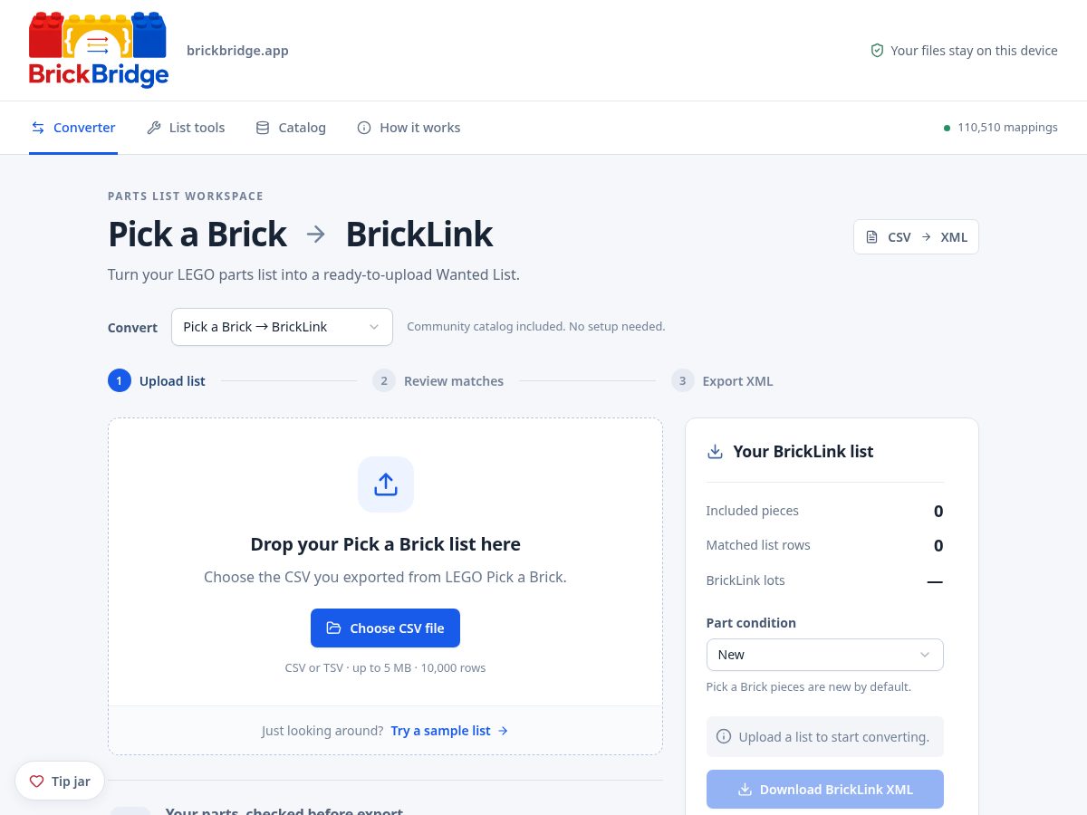 Landing-page snapshot of brickbridge.app