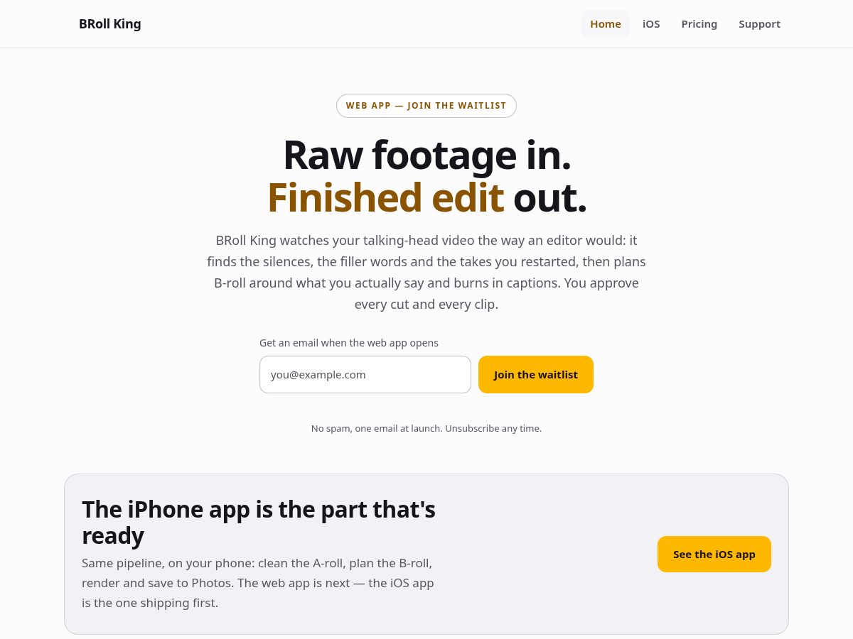 Landing-page snapshot of brollking.com