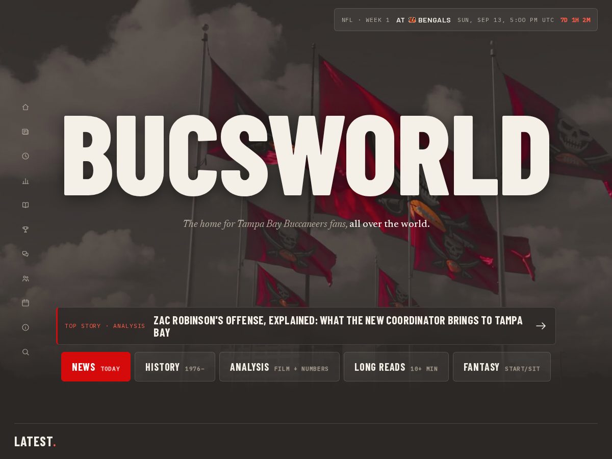Landing-page snapshot of bucsworld.com