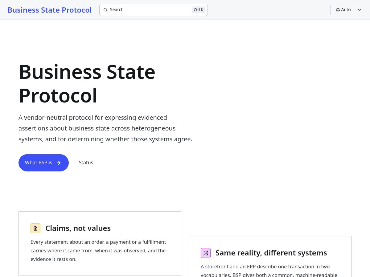 Landing-page snapshot of businessstateprotocol.com