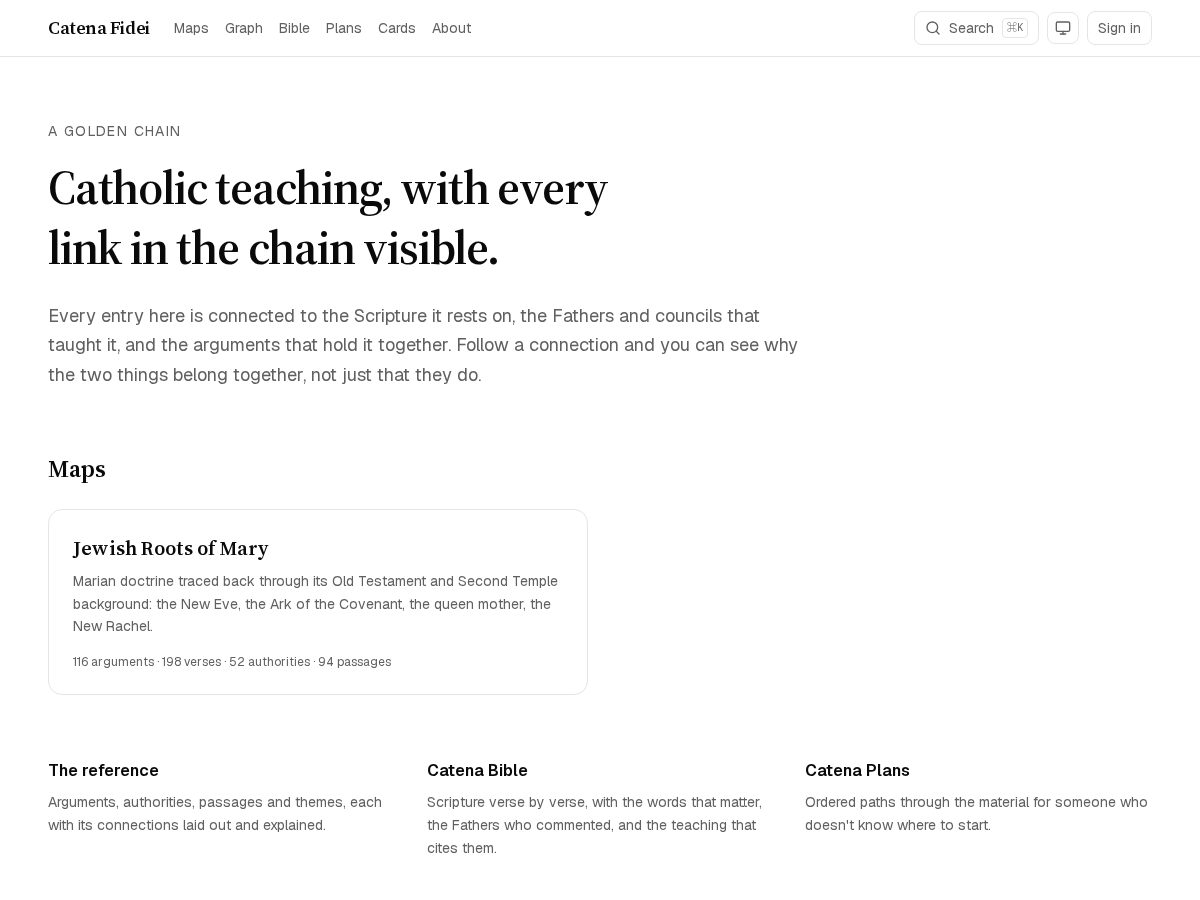 Landing-page snapshot of catenafidei.com