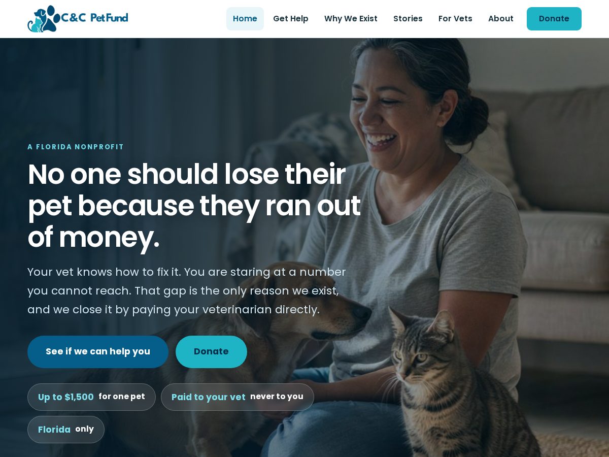 Landing-page snapshot of ccpetfund.org