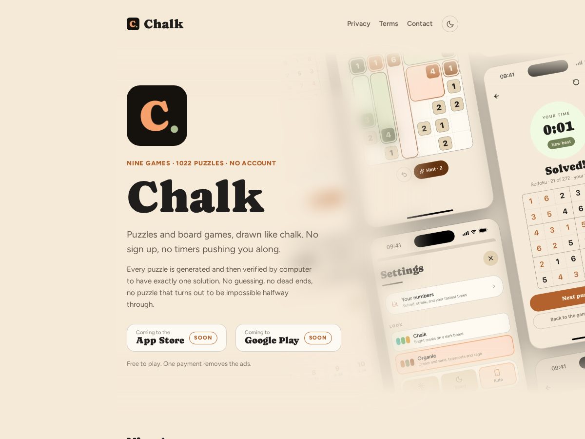 Landing-page snapshot of chalkpuzzles.app