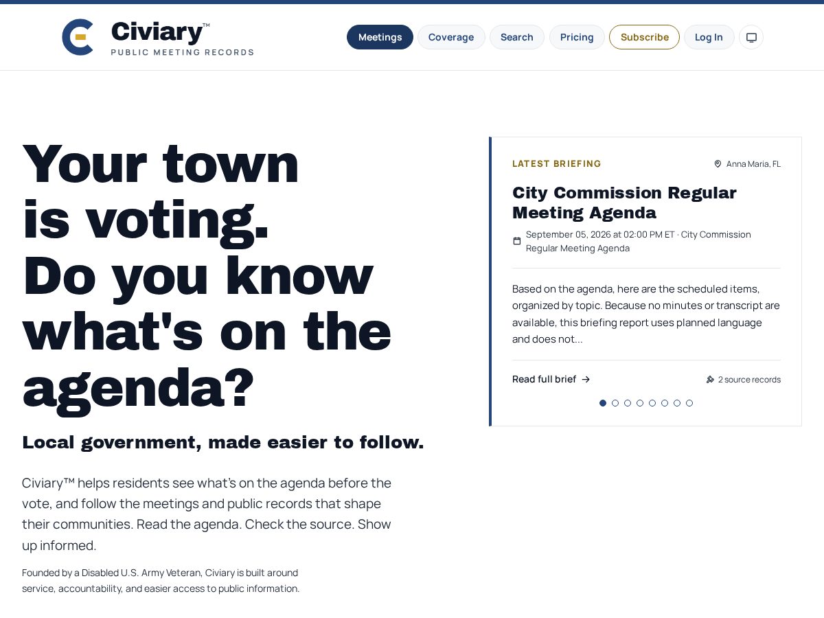 Landing-page snapshot of civiary.com