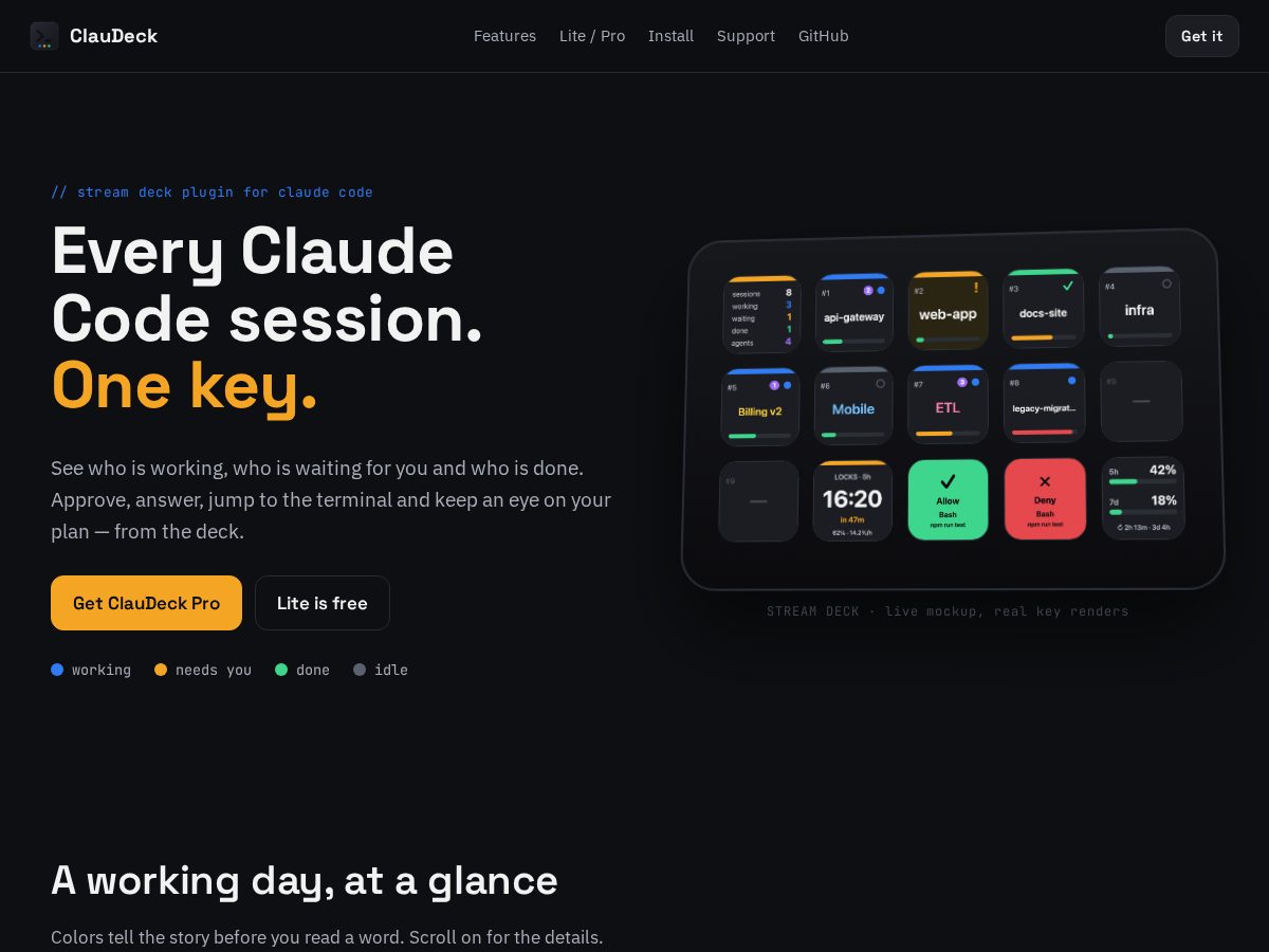 Landing-page snapshot of claudeck.dev