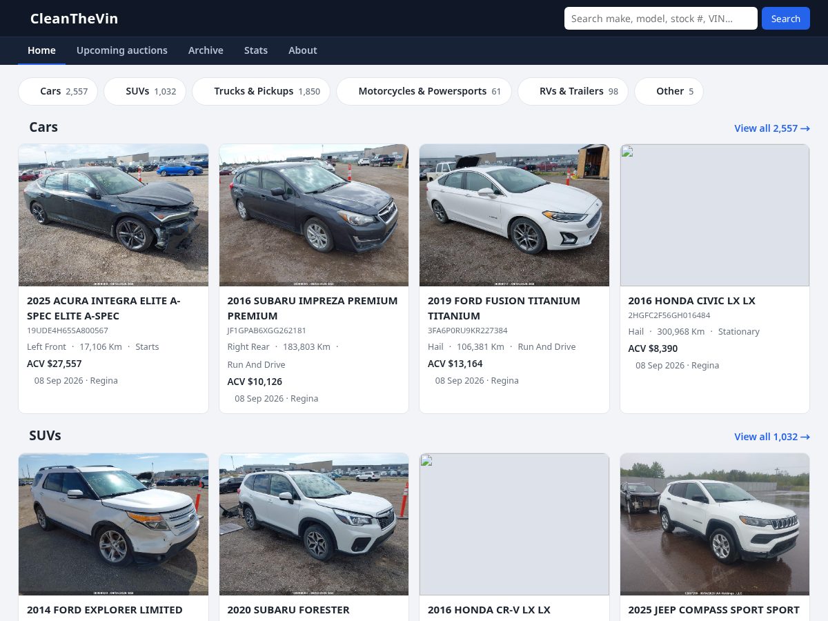 Landing-page snapshot of cleanthevin.com