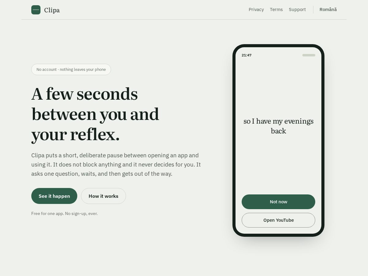 Landing-page snapshot of clipaapp.com