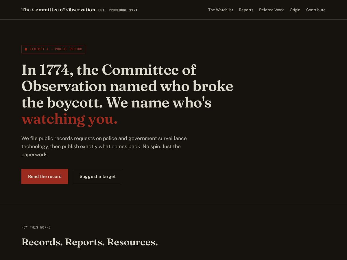 Landing-page snapshot of committeeofobservation.net