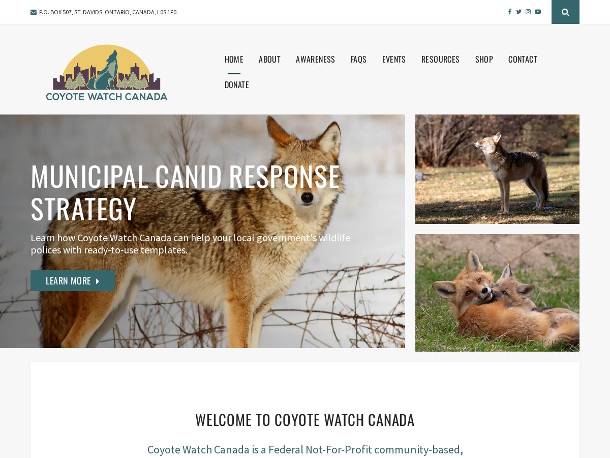 Landing-page snapshot of coyotewatchca.com