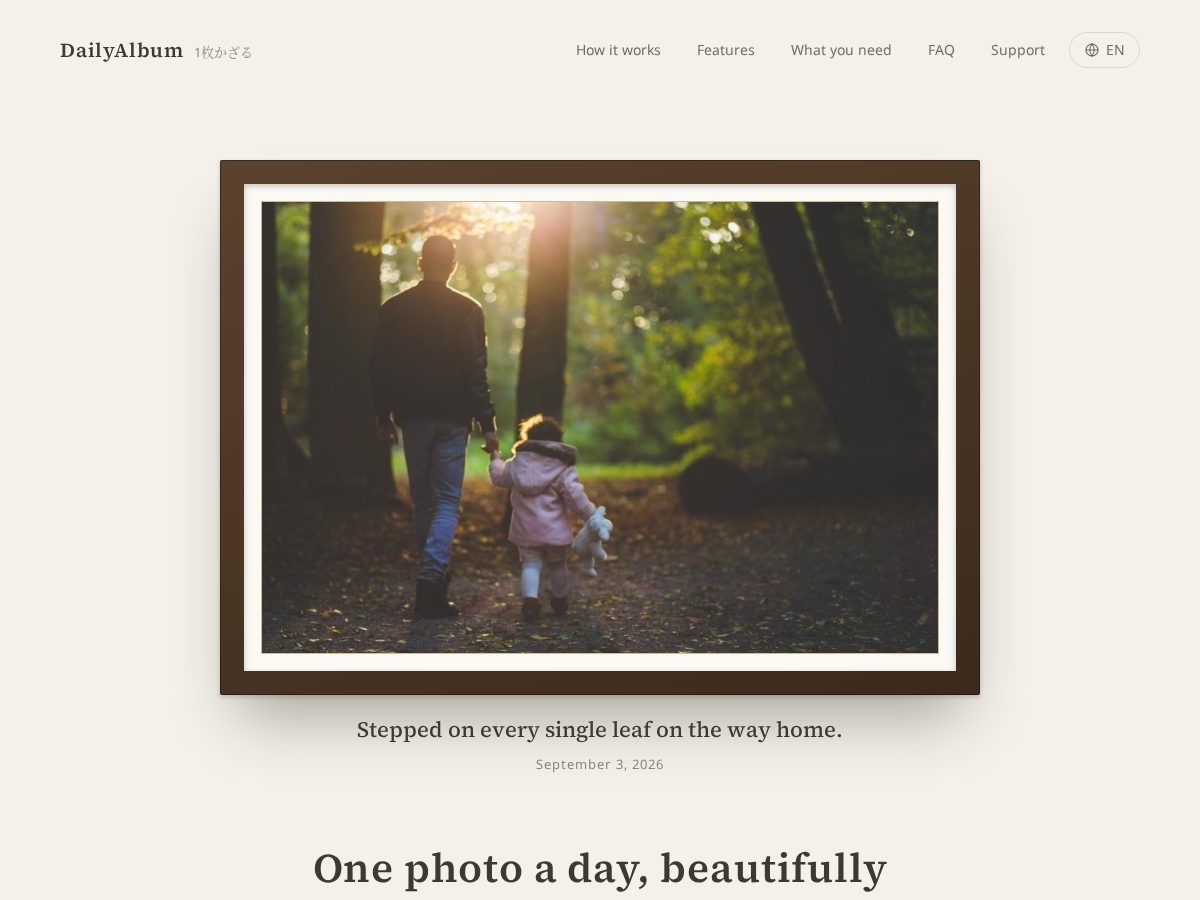 Landing-page snapshot of dailyalbum.app