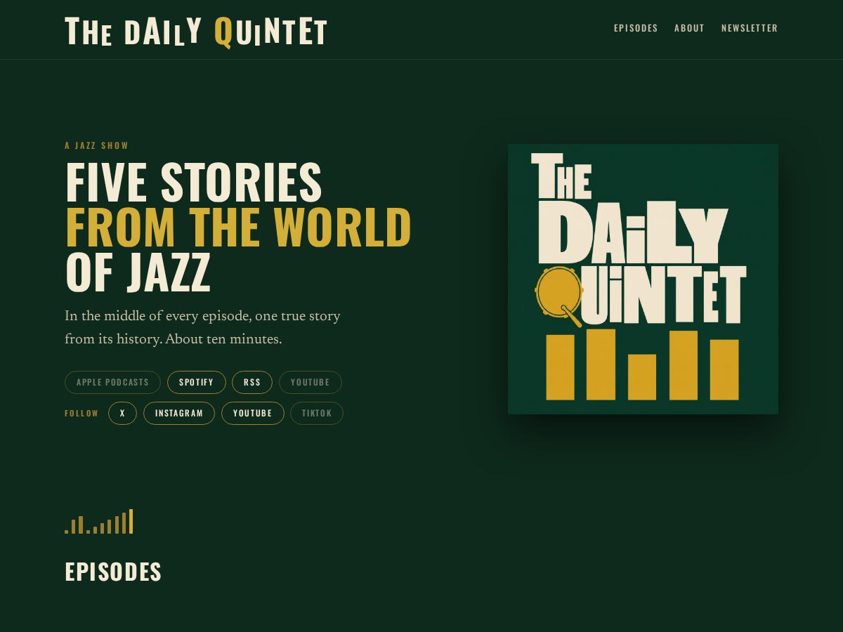 Landing-page snapshot of dailyquintet.com