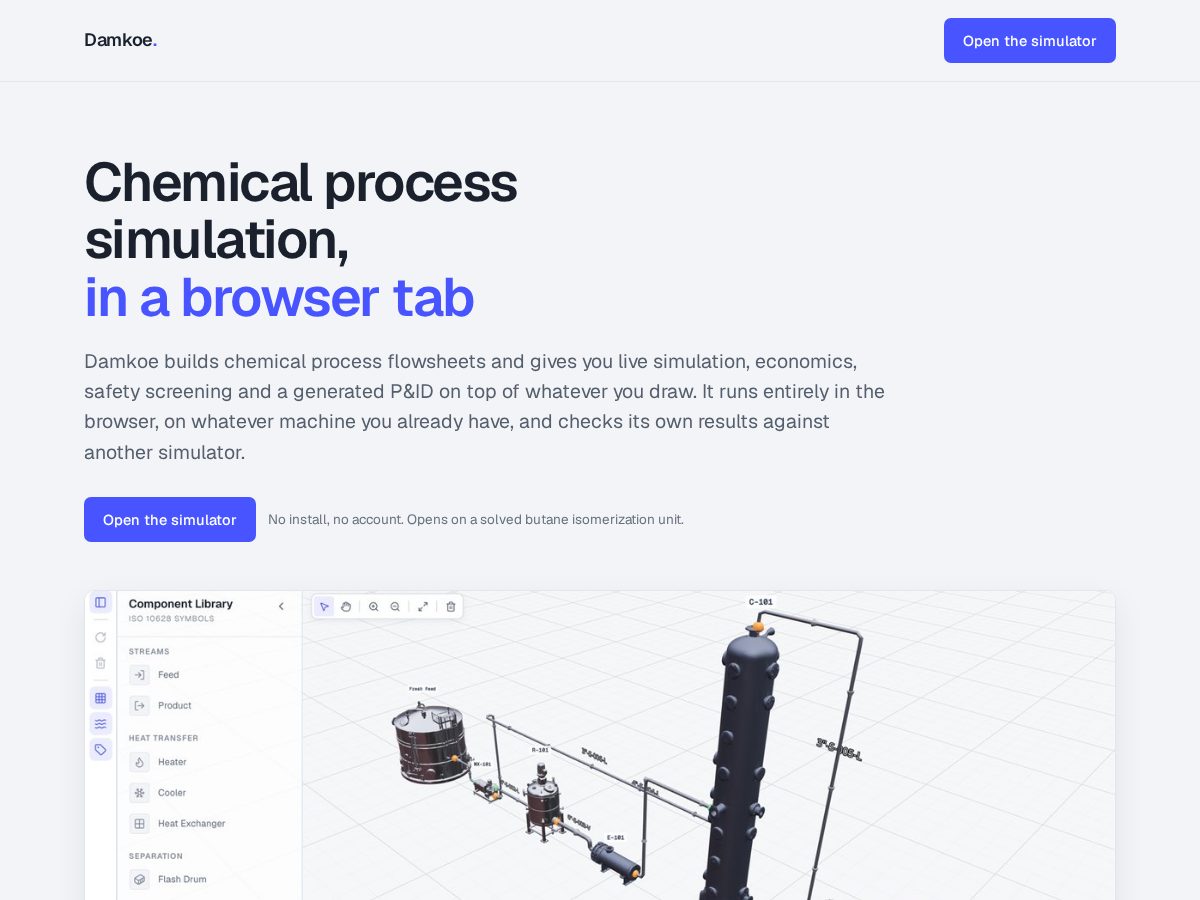 Landing-page snapshot of damkoe.app