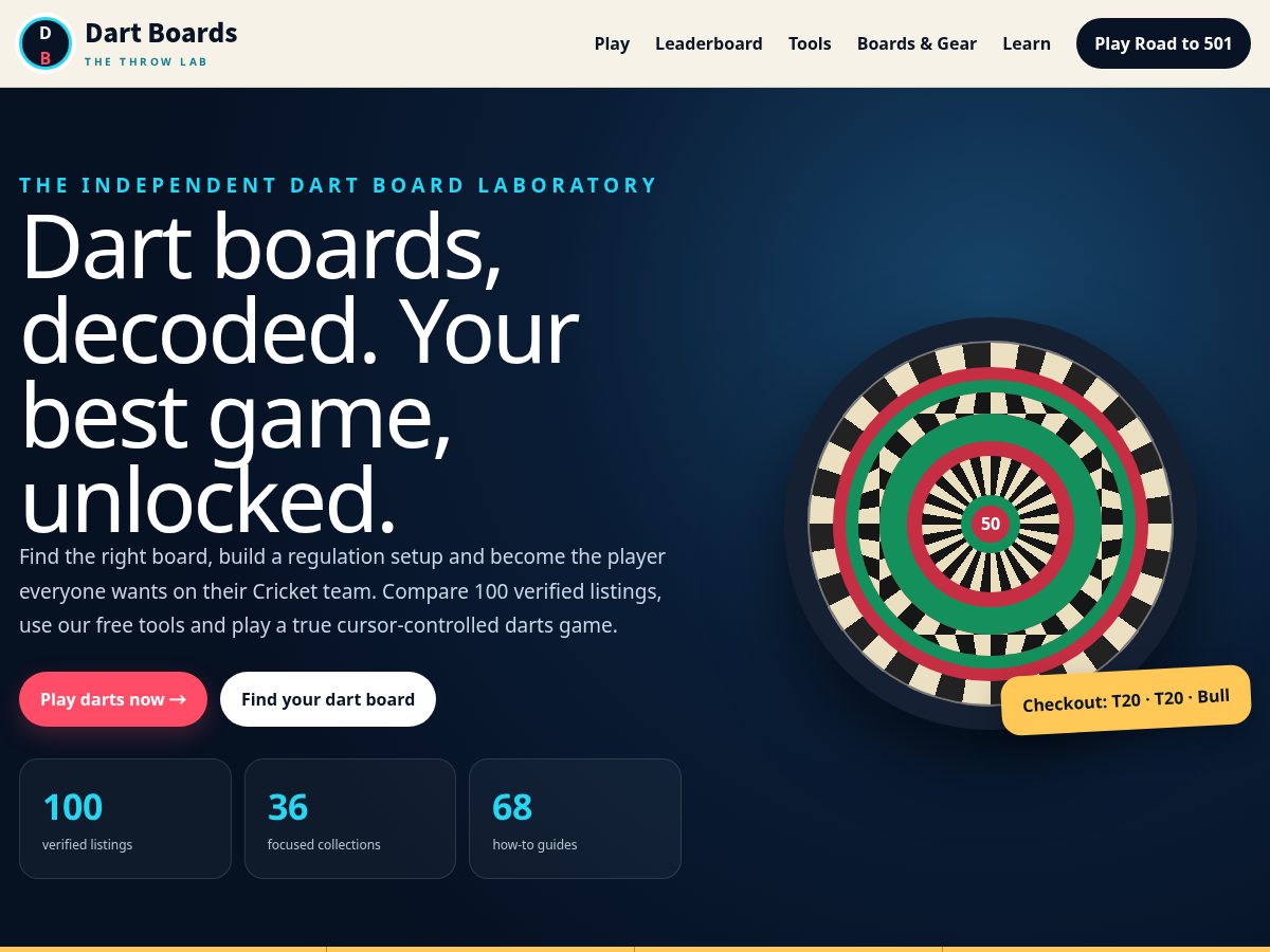 Landing-page snapshot of dartboards.app