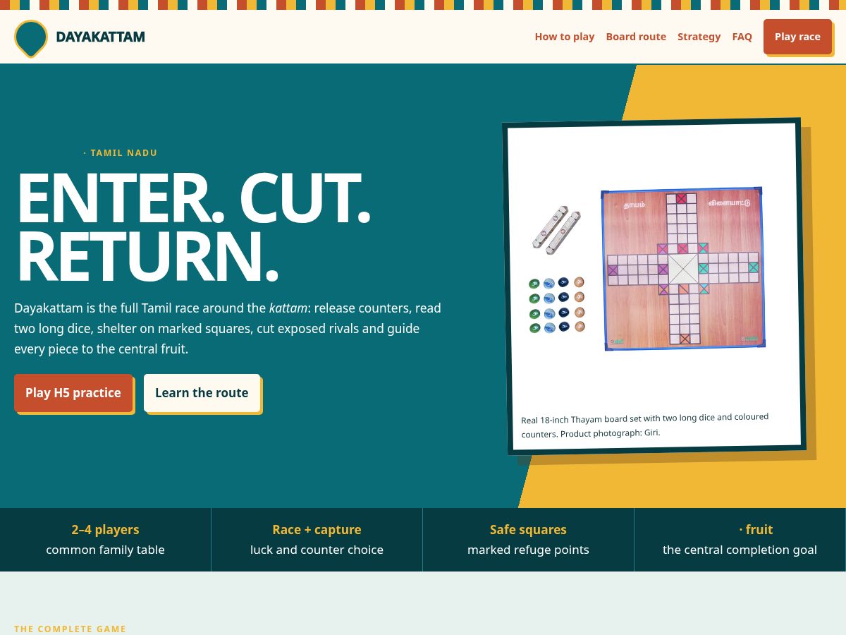 Landing-page snapshot of dayakattam.com