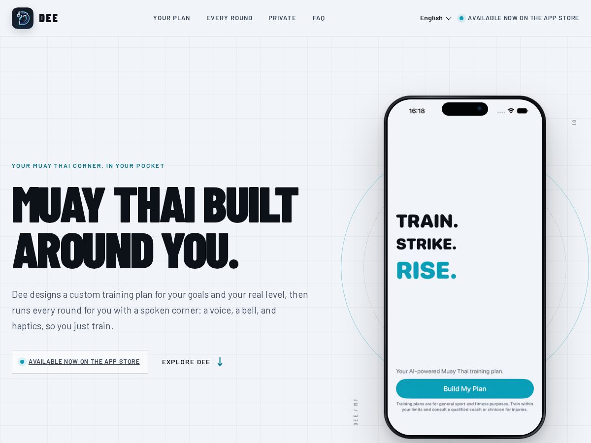 Landing-page snapshot of dee.training