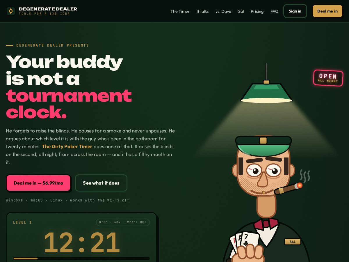 Landing-page snapshot of degeneratedealer.com