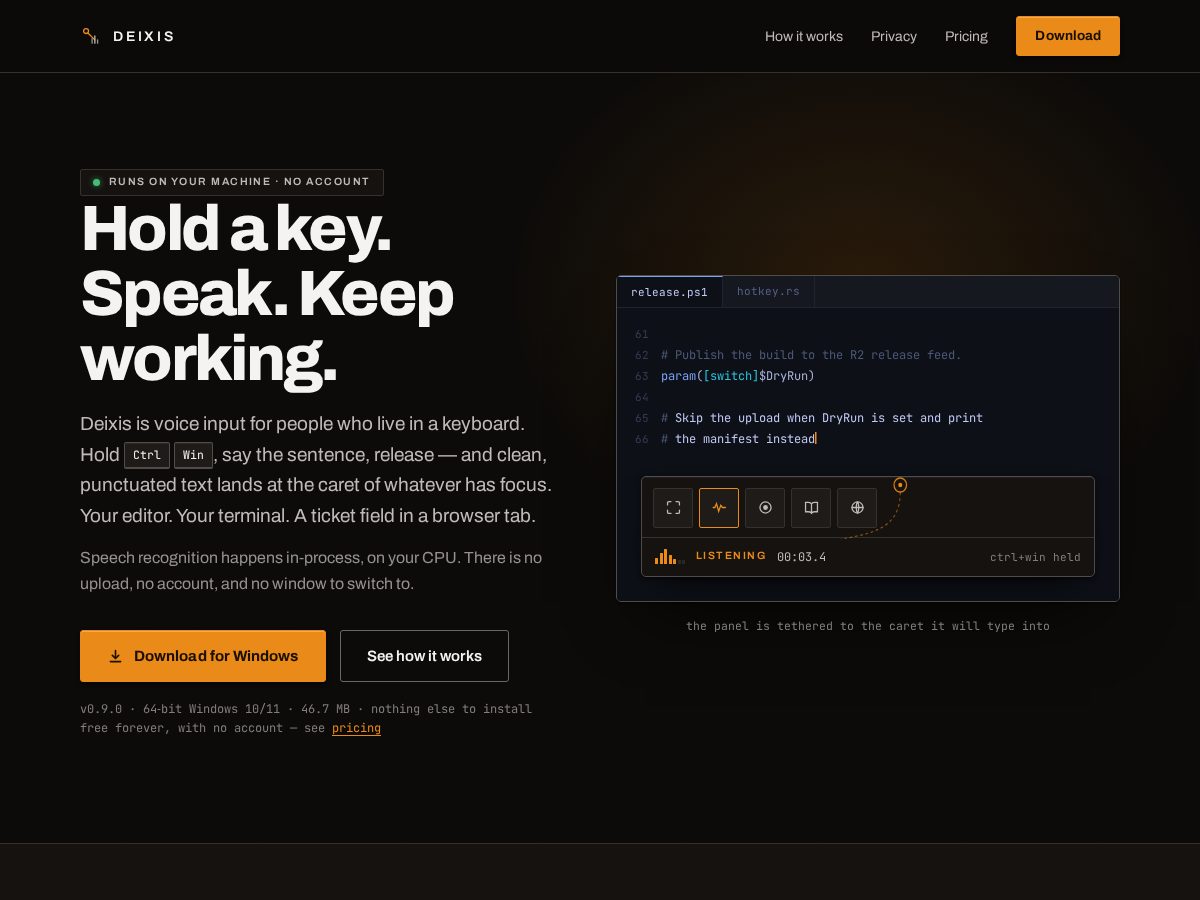 Landing-page snapshot of deixisvoice.com
