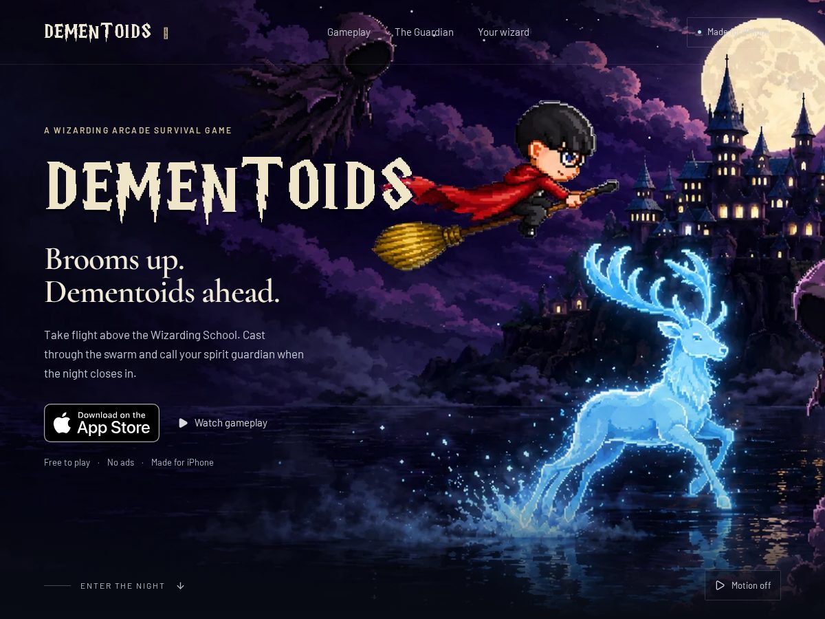Landing-page snapshot of dementoids.com