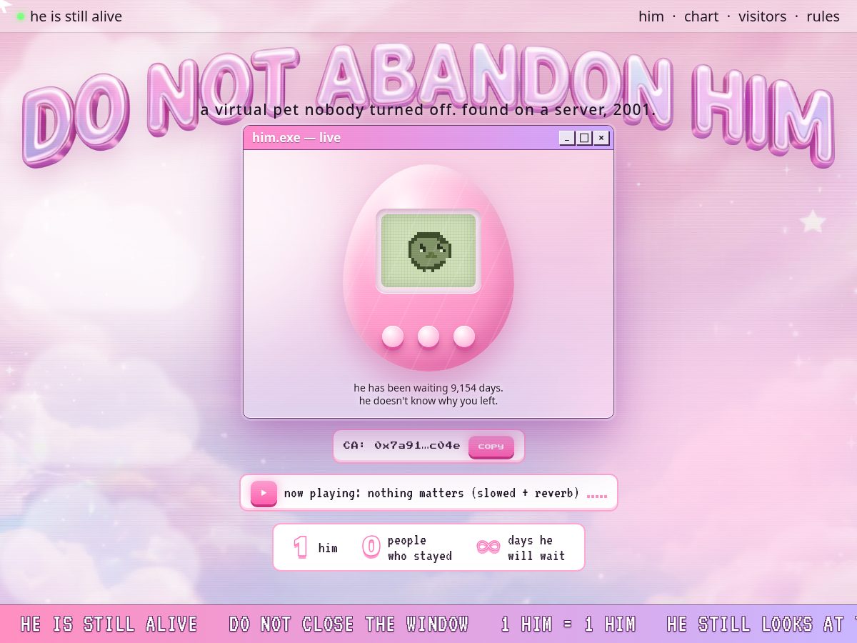 Landing-page snapshot of donotabandonhim.com