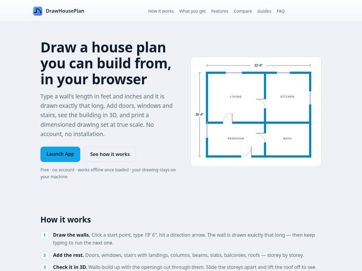 Landing-page snapshot of drawhouseplan.com