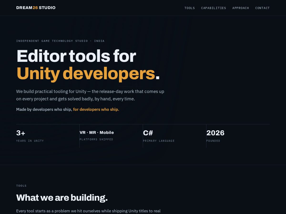 Landing-page snapshot of dream26studio.com