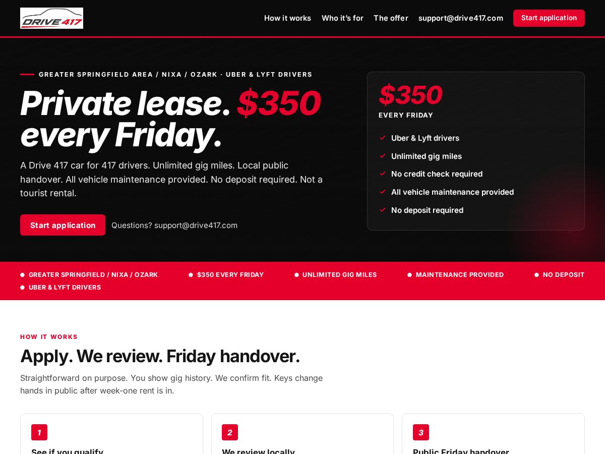 Landing-page snapshot of drive417.com