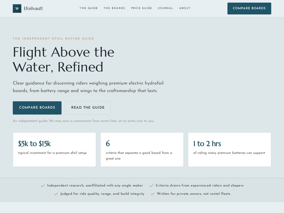 Landing-page snapshot of efoilvault.com