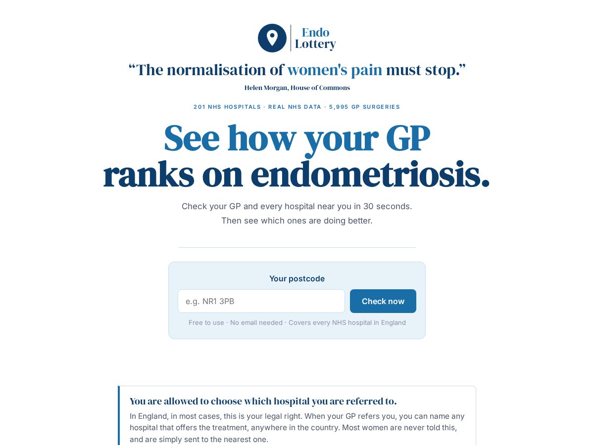 Landing-page snapshot of endolottery.com