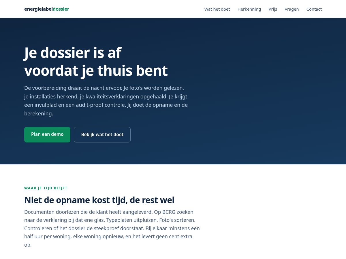 Landing-page snapshot of energielabeldossier.online