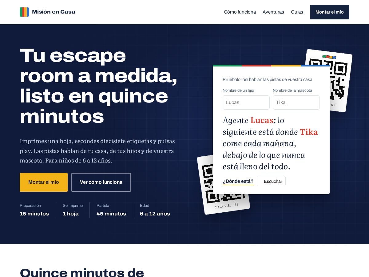 Landing-page snapshot of escapeencasa.com