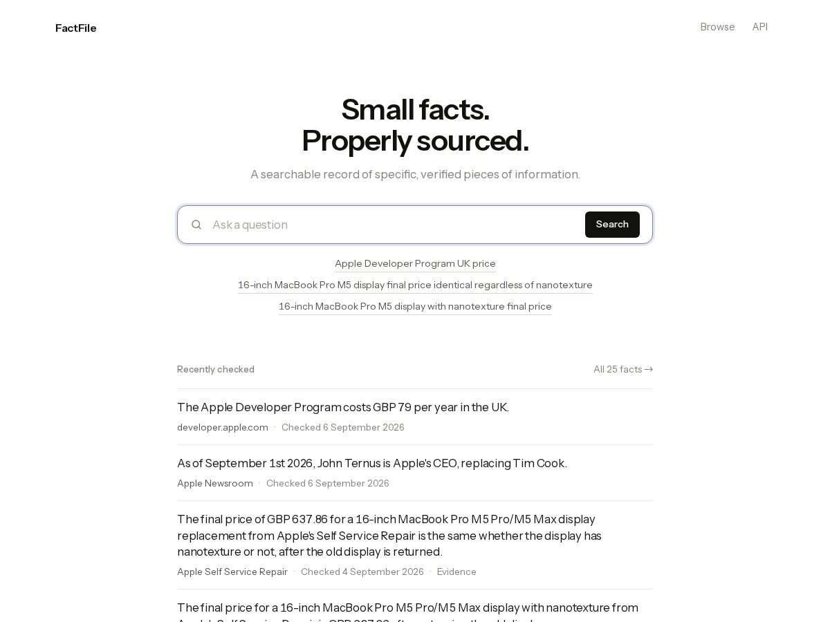 Landing-page snapshot of factfile.wiki
