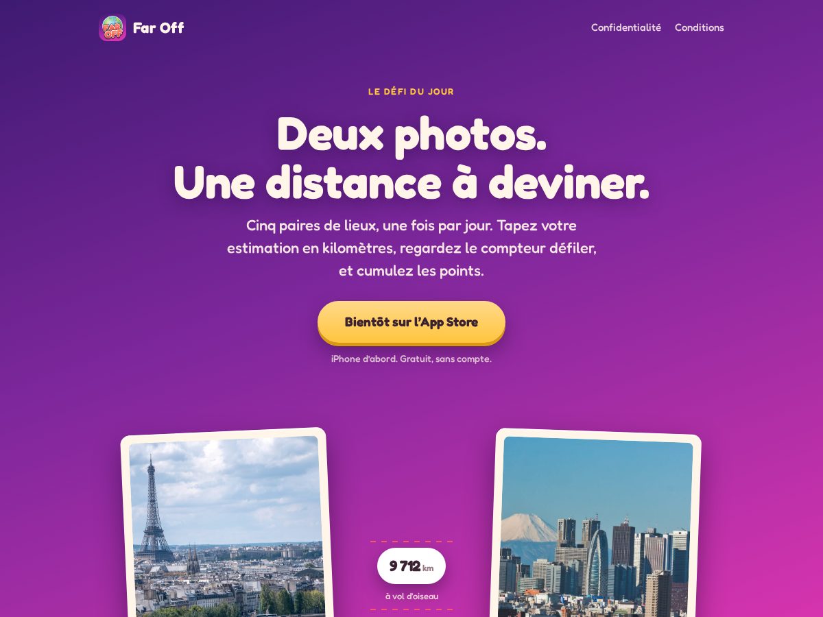 Landing-page snapshot of faroff.app
