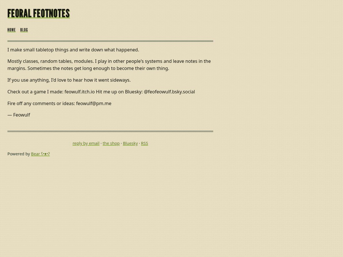 Landing-page snapshot of feowulf.ink