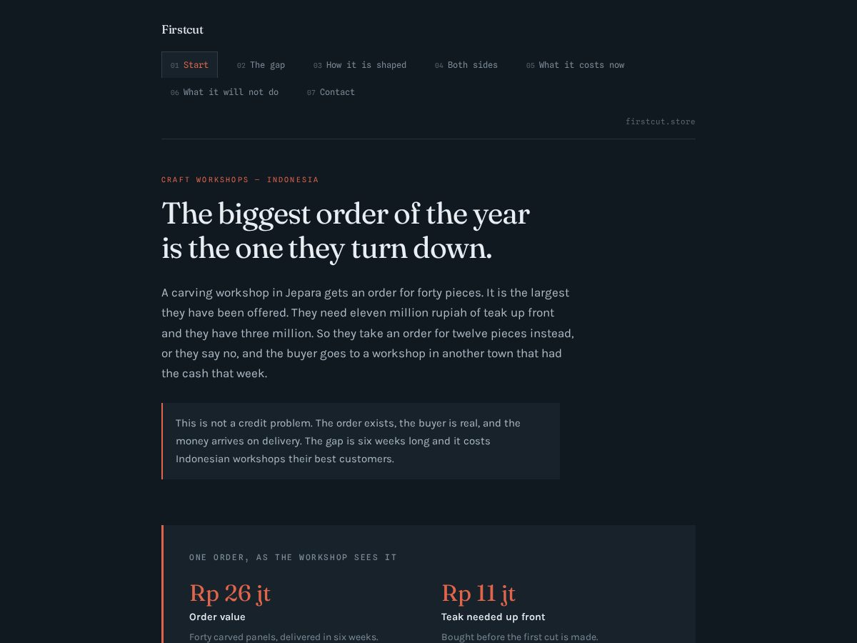Landing-page snapshot of firstcut.store