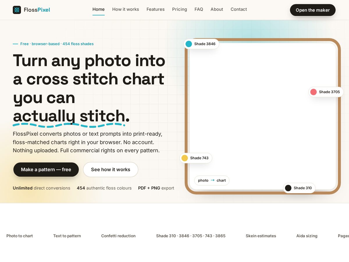 Landing-page snapshot of flosspixel.com