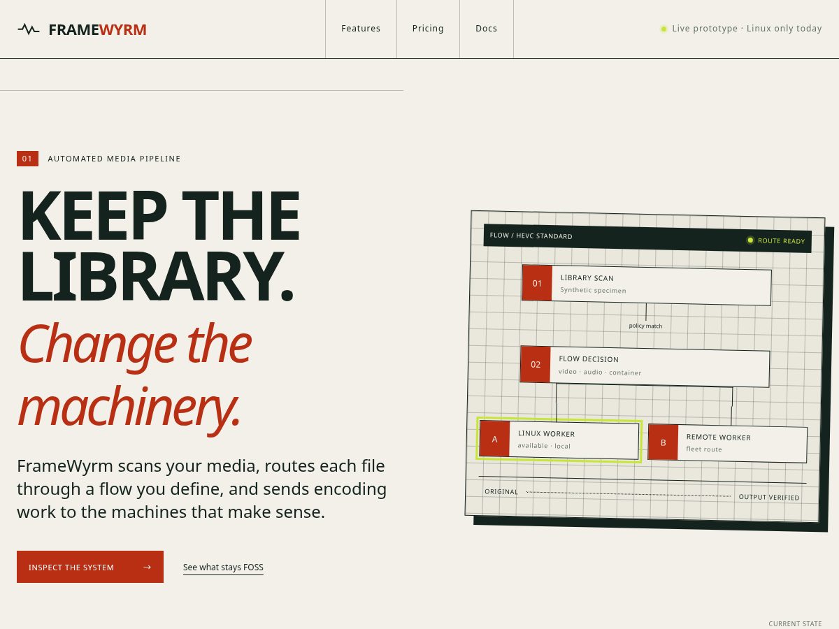 Landing-page snapshot of framewyrm.com