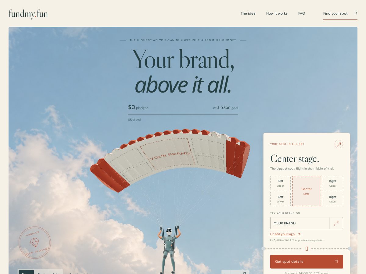Landing-page snapshot of fundmy.fun