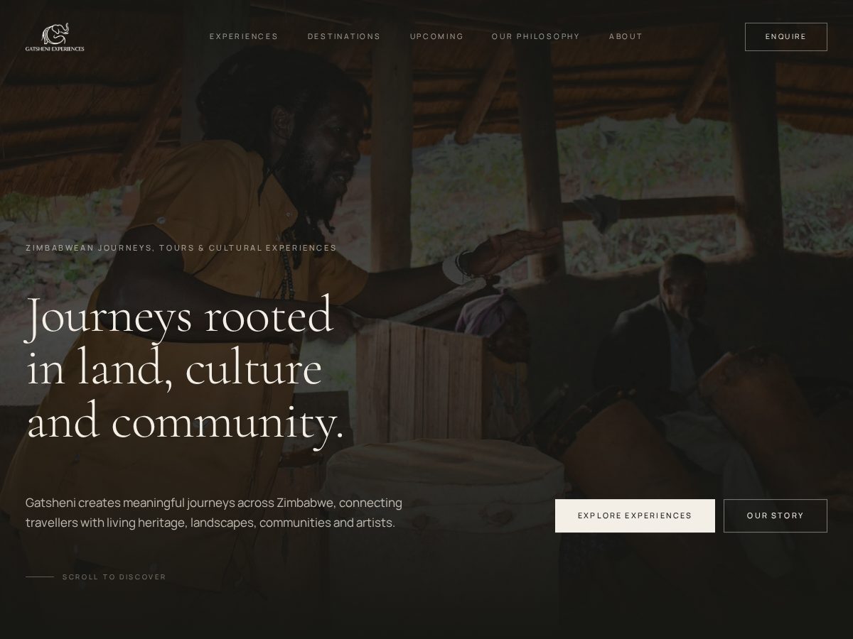 Landing-page snapshot of gatsheniexperiences.com