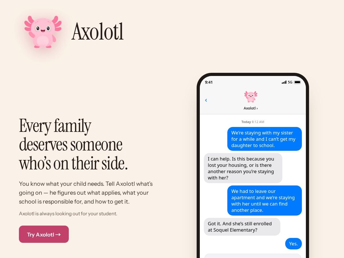 Landing-page snapshot of get-axolotl.com
