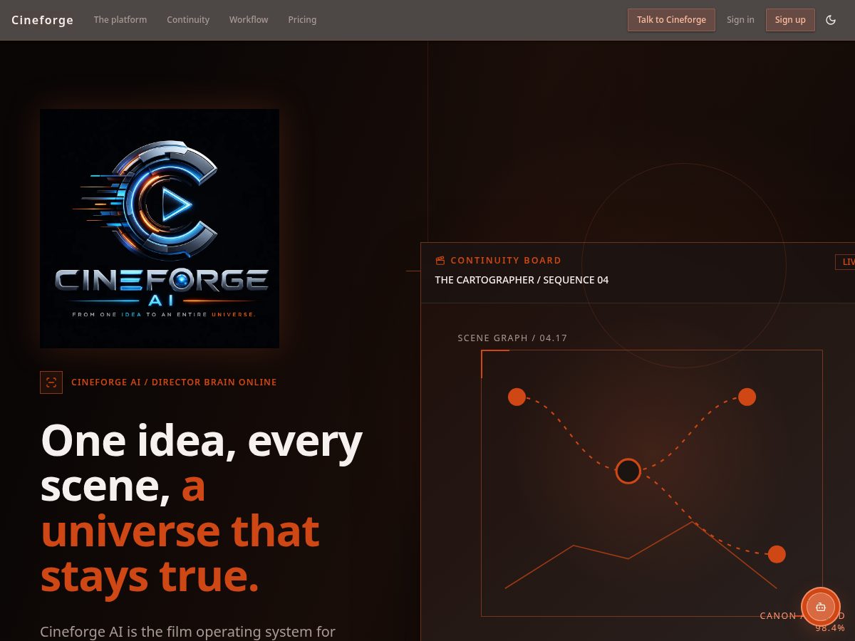 Landing-page snapshot of getcineforge.com
